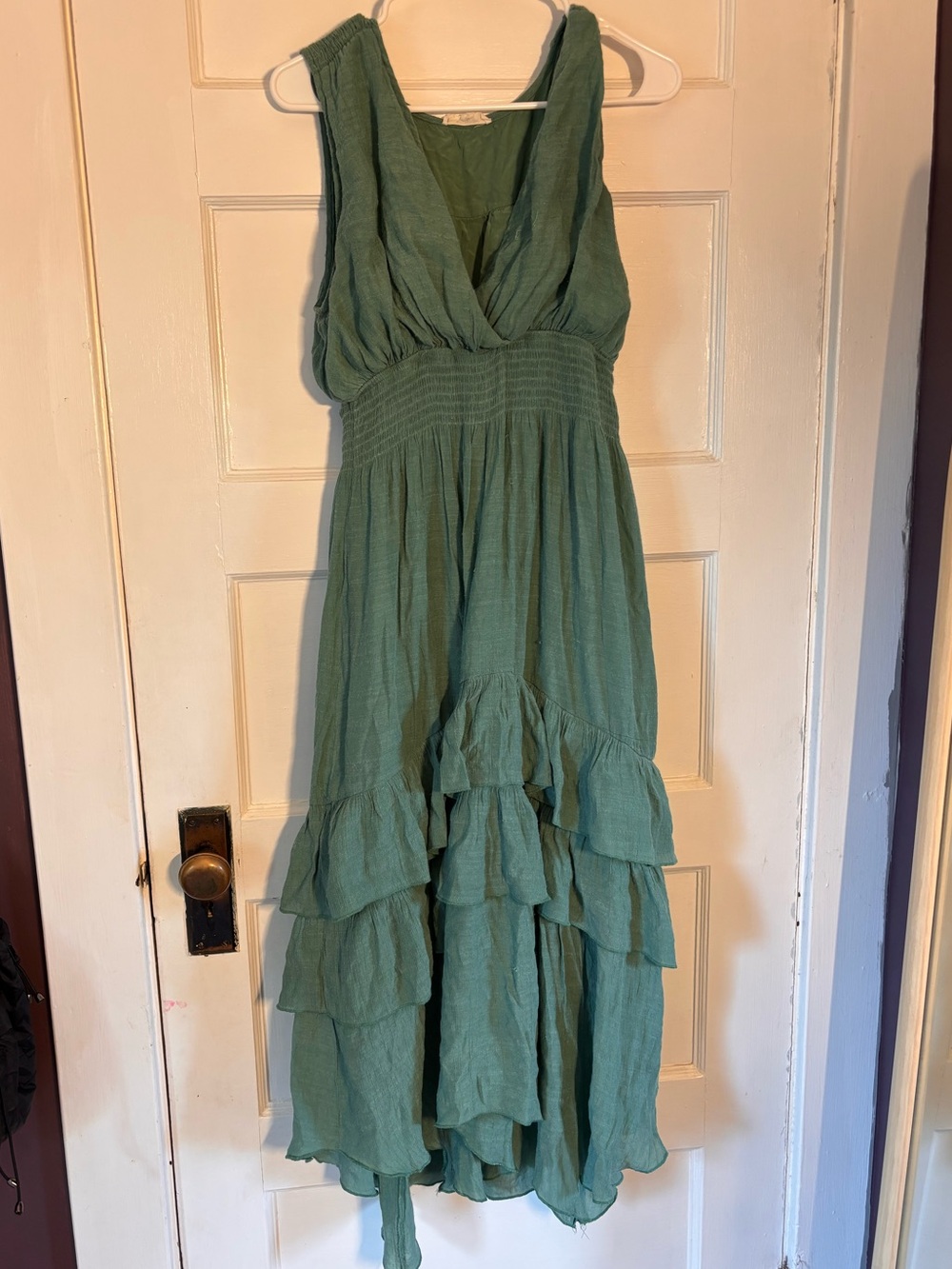eesome Sage Green Tiered Ruffle Maxi Dress Ren Faire Dress